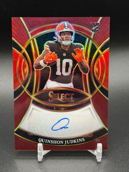 2025 Panini Select #RSI-QJS Quinshon Judkins Rookie Signatures Maroon Prizm #/75