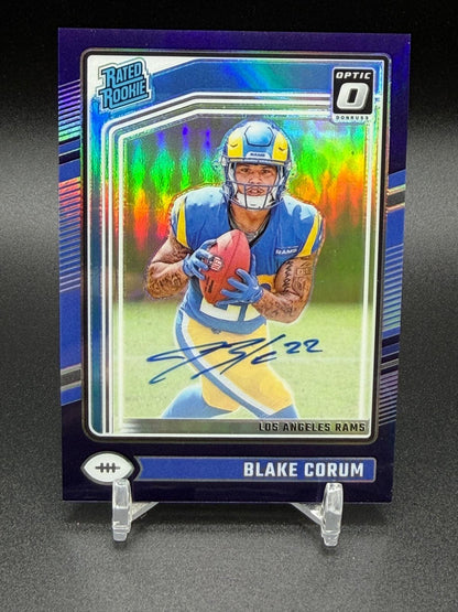 2024 Donruss Optic #208 Blake Corum Rated Rookie RPS Autographs Purple #/35