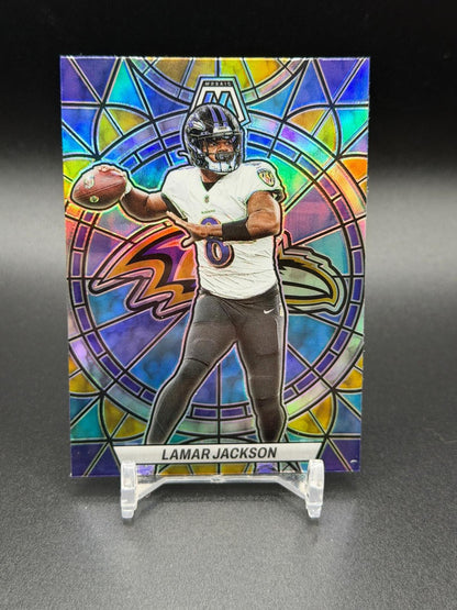 2023 Panini Mosaic #SG-6 Lamar Jackson Stained Glass Prizm