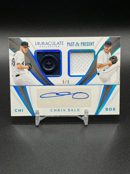 2019 Panini Immaculate #PP-CS Chris Sale Past & Present Game-Used Button Auto /6