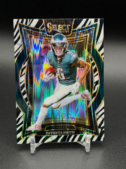 2024 Panini Select #51 DeVonta Smith Zebra Prizm Shock