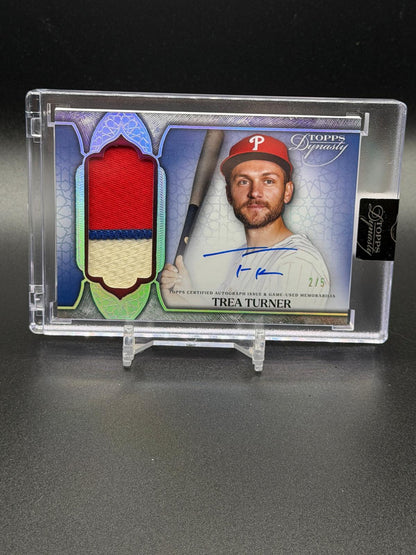 2025 Topps Dynasty #DAP-TT2 Trea Turner Dynastic Deed Patch Auto Silver /5