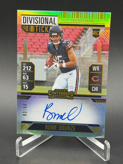 2024 Panini Contenders #104 Rome Odunze Rookie RC Divisional Ticket Auto /99