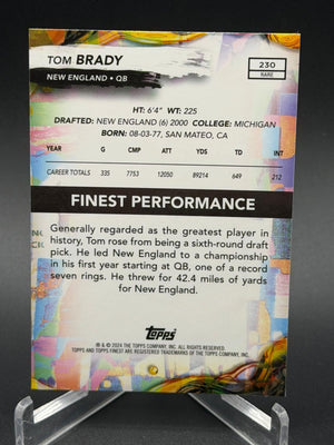 2024 Finest #230 Tom Brady Sky Blue Refractor #/150