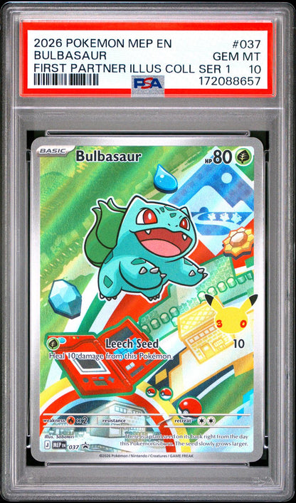 2026 Pokemon Mep Me Black Star Promo #037 Bulbasaur First Partner PSA 10 (657)