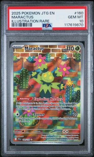 2025 Pokemon Jtg En Journey Together #160 Maractus Illustration Rare PSA 10