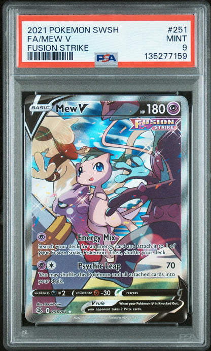 2021 Pokemon Sword & Shield Fusion Strike #251 Mew V Full Art PSA 9