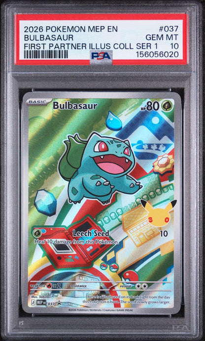 2026 Pokemon Mep Black Star Promo #037 Bulbasaur First Partner PSA 10 (020)