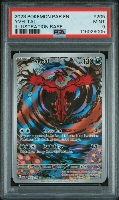 2023 Pokemon Par Paradox Rift #205 Yveltal Illustration Rare PSA 9