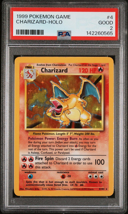 1999 Pokemon Game #4 Charizard Holo PSA 2