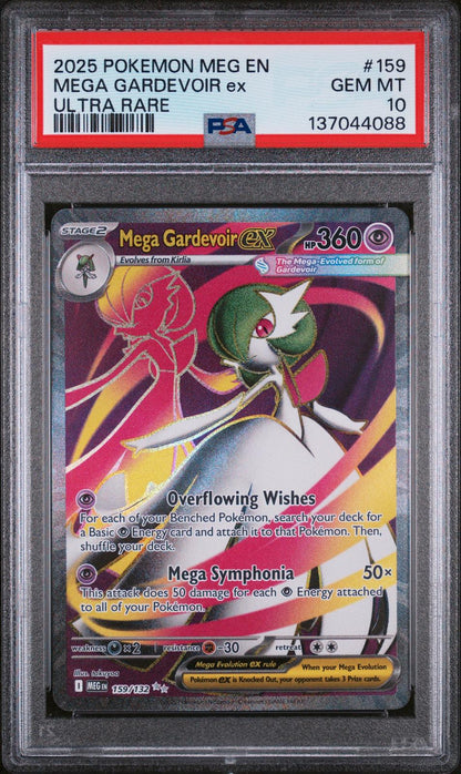 2025 Pokemon Meg Mega Evolution #159 Mega Gardevoir Ex Ultra Rare PSA 10