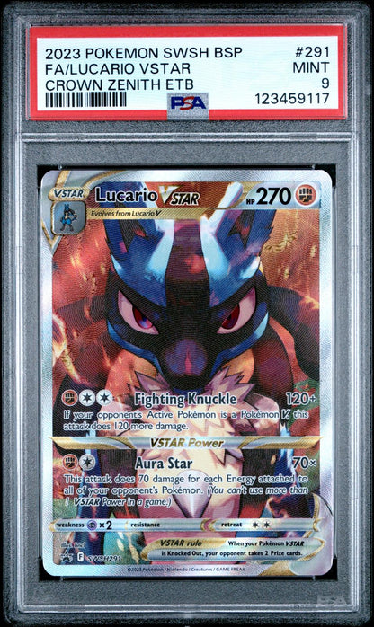 2023 Pokemon Black Star Promo #291 Lucario Vstar Crown Zenith Full Art PSA 9