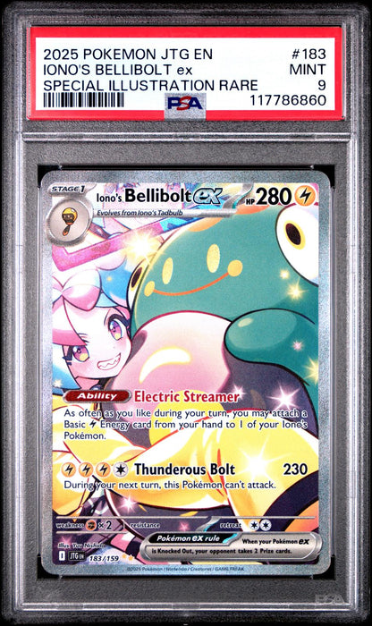 2025 Pokemon Jtg Journey Together #183 Iono'S Bellibolt Ex SIR PSA 9