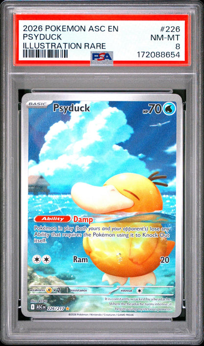2026 Pokemon Asc En Ascended Heroes #226 Psyduck Illustration Rare PSA 8