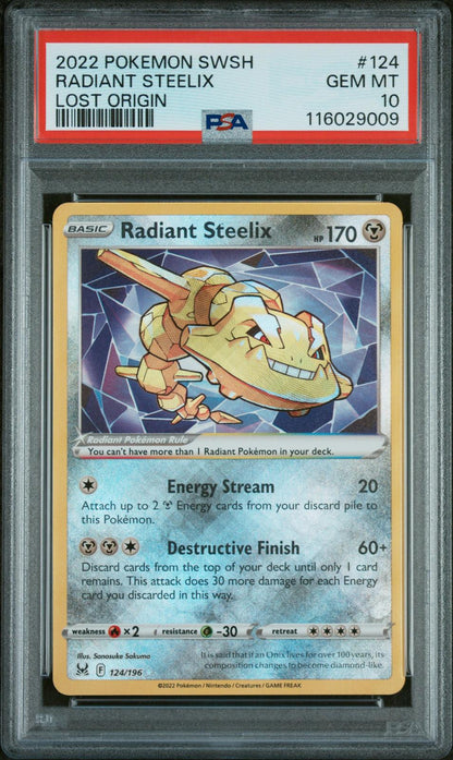 2022 Pokemon Sword & Shield Lost Origin #124 Radiant Steelix Lost Origin PSA 10