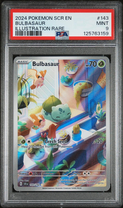 2024 Pokemon Scr En Stellar Crown #143 Bulbasaur Illustration Rare PSA 9