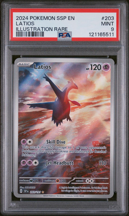 2024 Pokemon Ssp En-Surging Sparks #203 Latios Illustration Rare PSA 9