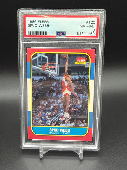 1986-87 Fleer #120 Spud Webb Rookie RC PSA 8