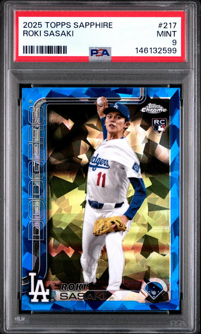 2025 Topps Chrome Sapphire Edition #217 Roki Sasaki Rookie RC PSA 9