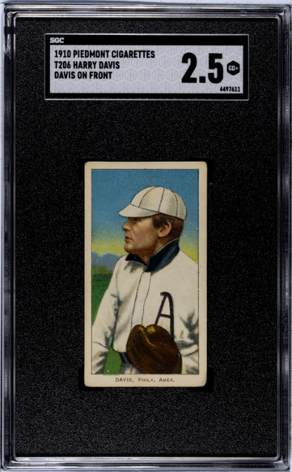 1910 Piedmont Cigarettes T206 #NNO Harry Davis Davis on Front SGC 2.5
