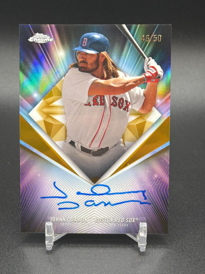 2026 Topps Chrome #75D-DA Johnny Damon 75th Diamond Auto Gold Refractor #/50