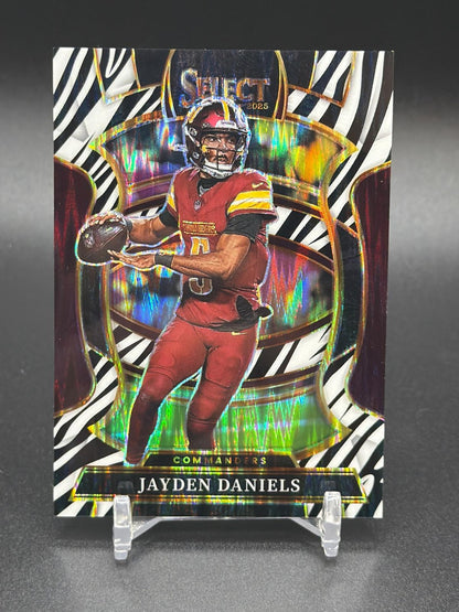2025 Panini Select #88 Jayden Daniels Zebra Prizm Shock