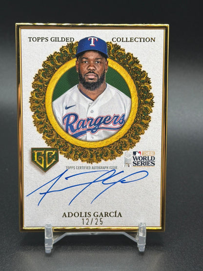 2025 Topps Gilded #GCH-AG Adolis García Gold Framed Champions Auto Emerald /25