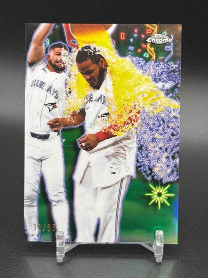 2025 Topps Chrome Update Vladimir Guerrero Jr. Celebración Green Refractor #/99