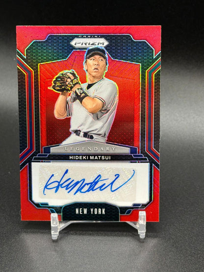 2025 Panini Prizm #LS-HM Hideki Matsui Legendary Signatures Prizm Red #/99