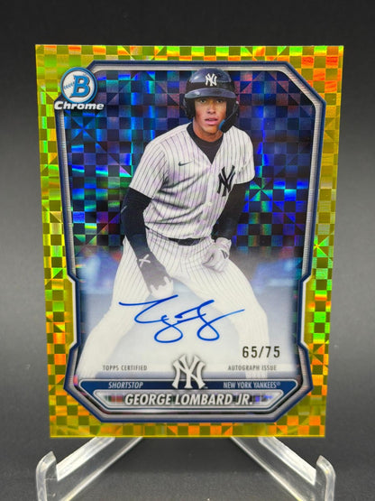 2026 Bowman #CPA-GL George Lombard Jr. Chrome Prospect Auto Yellow X-Fractor /75