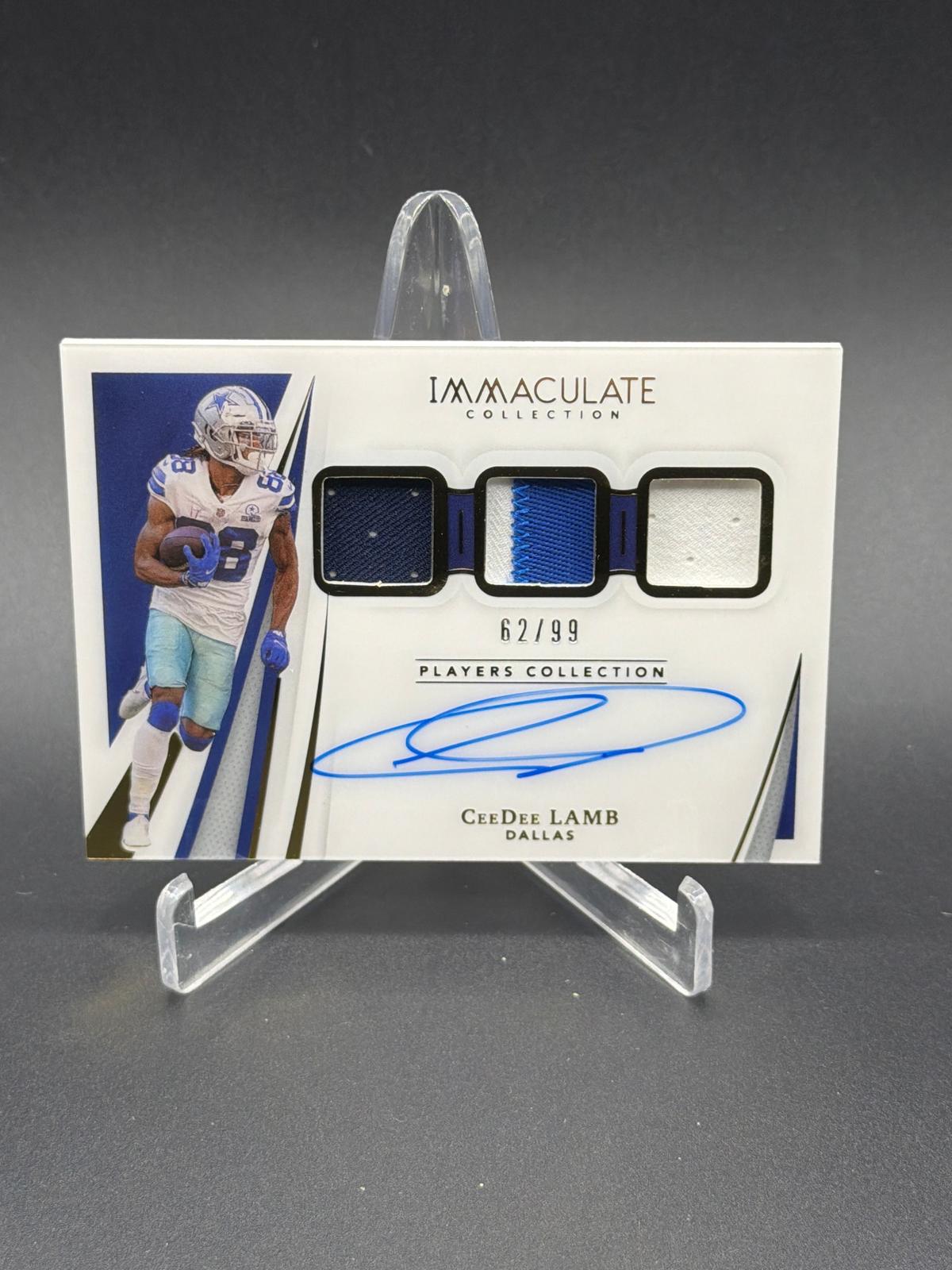 2021 Panini Immaculate CeeDee Lamb triple patch autograph /99 card