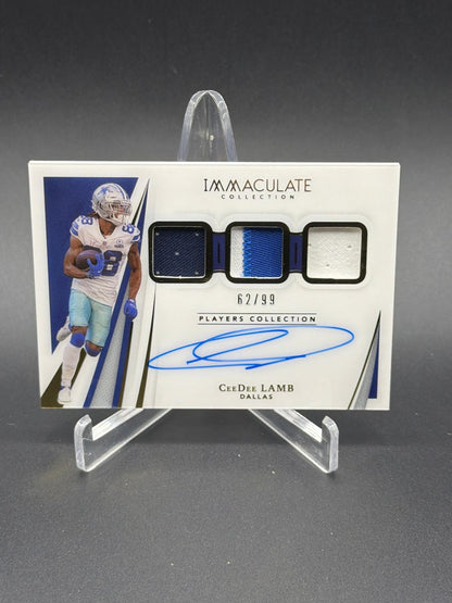 2021 Panini Immaculate CeeDee Lamb triple patch autograph /99 card