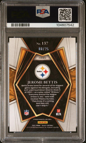 2021 Panini Select #137 Jerome Bettis Tie-Dye Prizm /25 PSA 10
