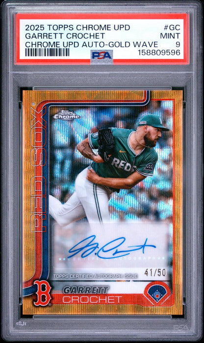 2025 Topps Chrome Update Garrett Crochet Gold Wave autograph /50 card graded PSA 9