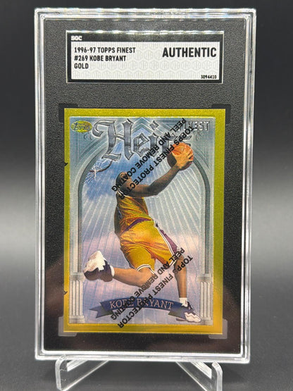 1996-97 Finest #269 Kobe Bryant Gold card with coating, SGC Authentic slab