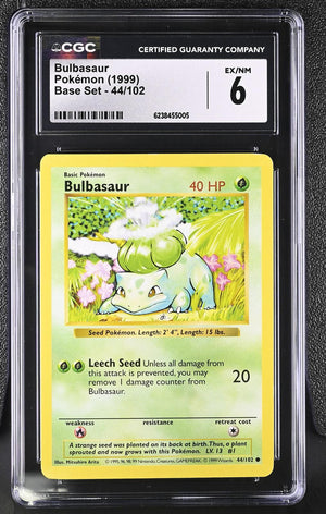 1999 Pokemon Base Set #44/102 Bulbasaur CGC 6