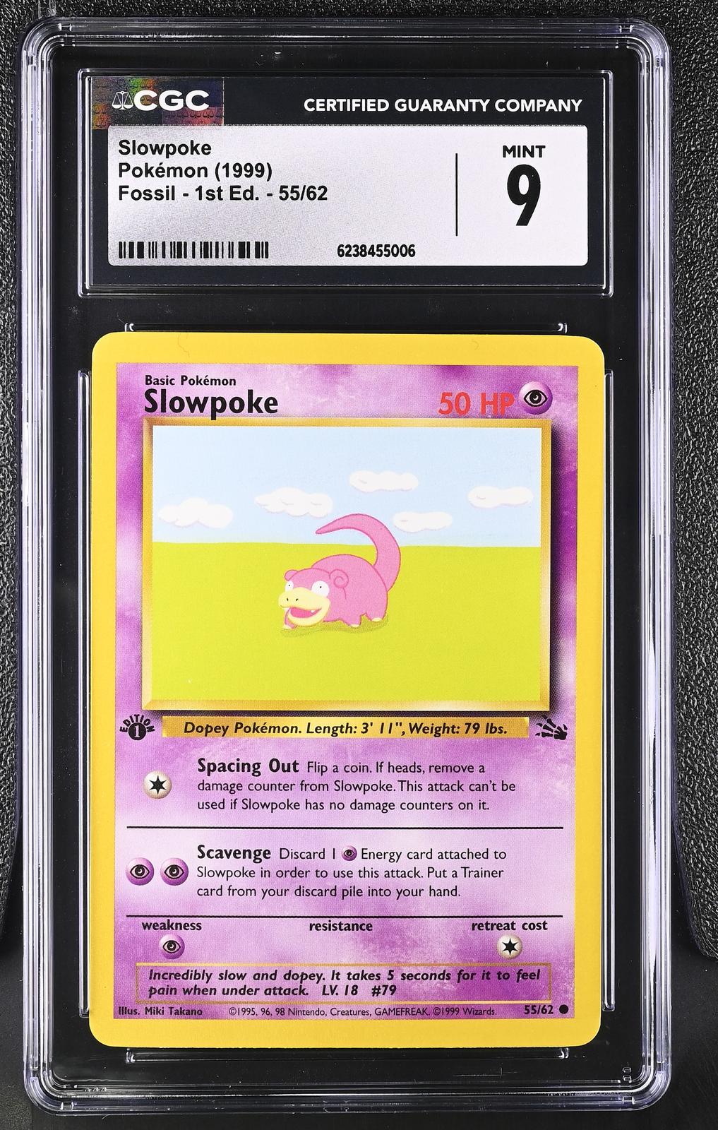 1999 Pokemon Fossil - 1st Edition #55/62 Slowpoke CGC 9