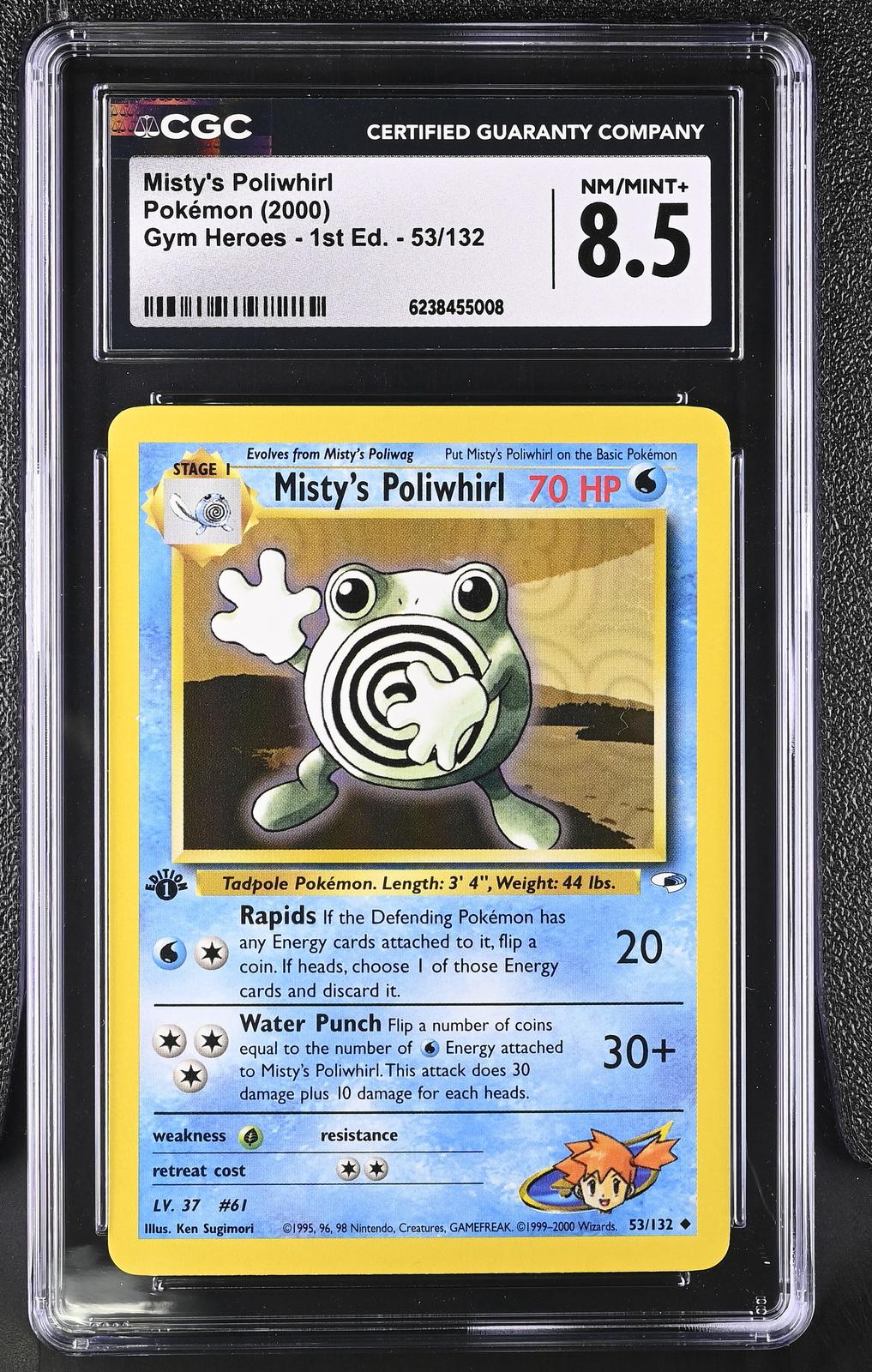 2000 Pokemon Gym Heroes - 1st Edition #53/132 Misty's Poliwhirl CGC 8.5
