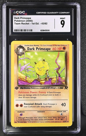 2000 Pokemon Team Rocket - 1st Ed. #43/82 Dark Primeape CGC 9