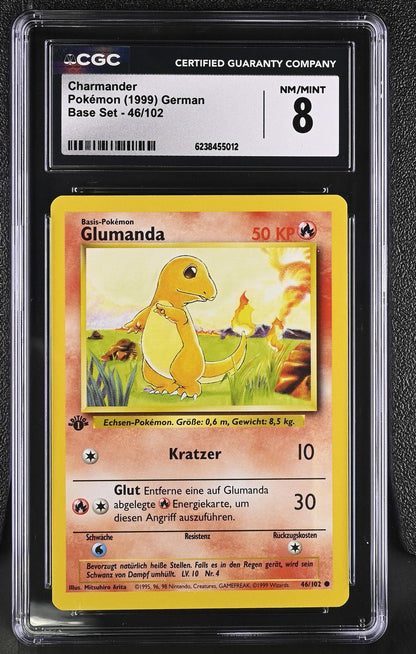 1999 Pokemon German Base Set 1st Edition #46/102 Charmander CGC 8