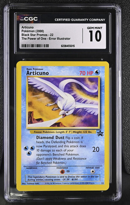 2000 Pokemon Black Star Promos #22 Articuno Error Illustrator CGC 10