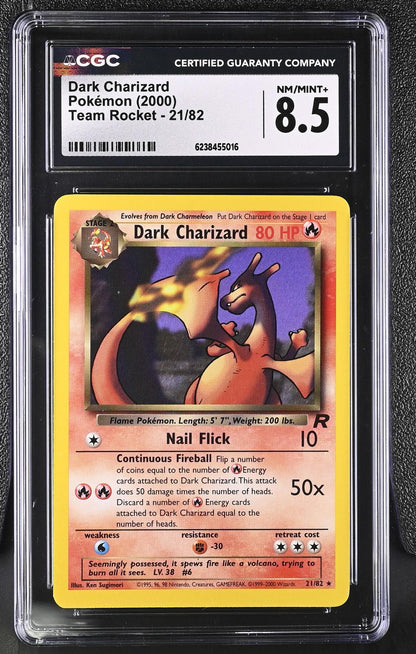 2000 Pokemon Team Rocket #21/82 Dark Charizard CGC 8.5