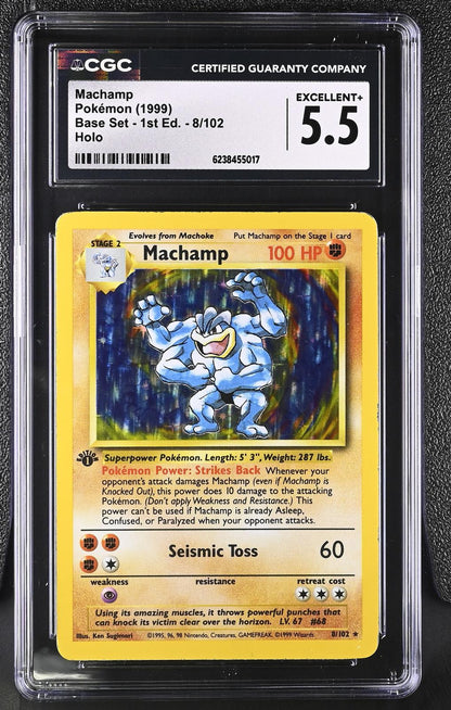 1999 Pokemon Base Set - 1st Edition #8/102 Machamp Holo CGC 5.5