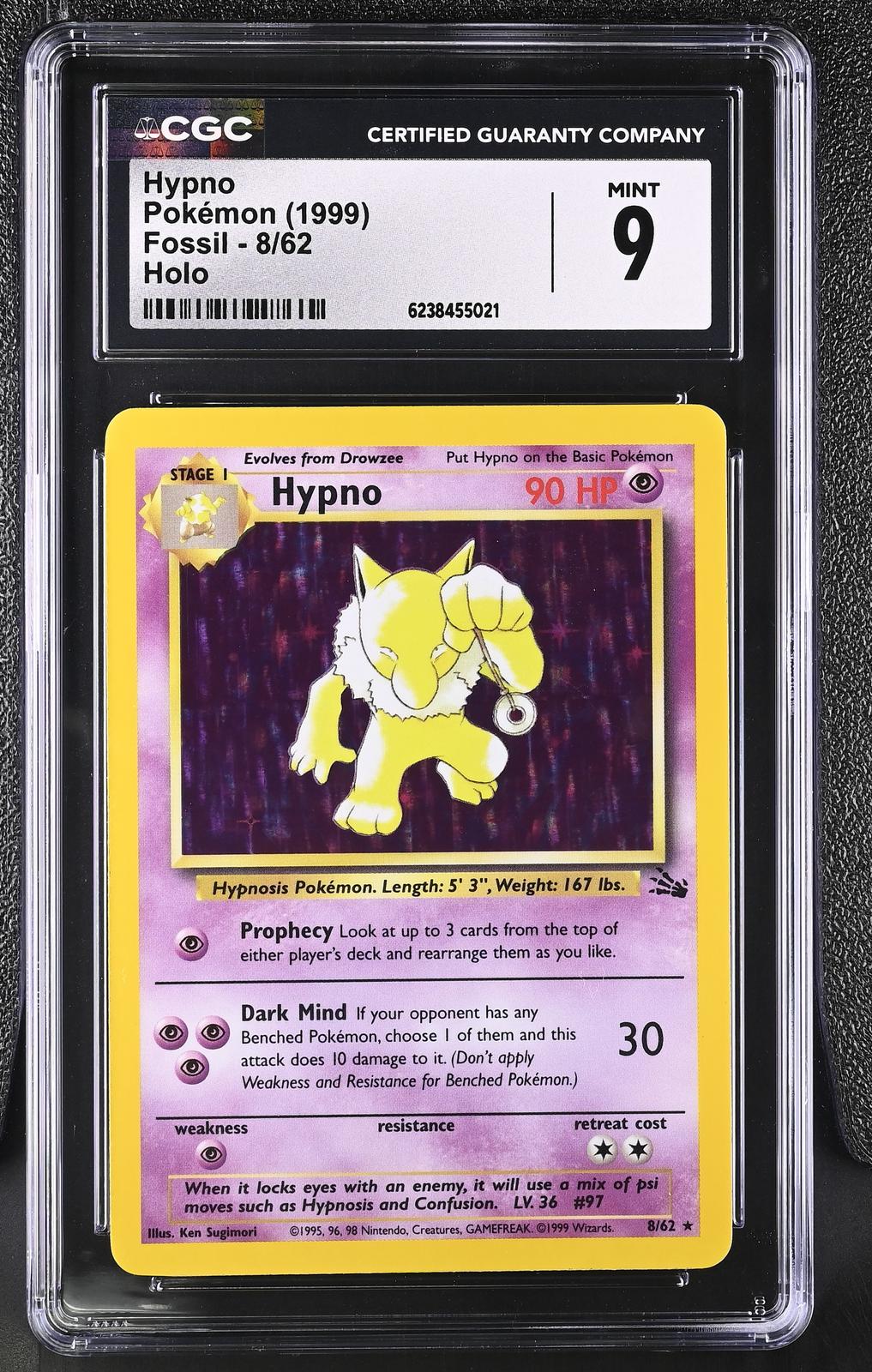 1999 Pokemon Fossil #8/62 Hypno Holo CGC 9