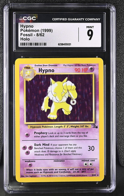 1999 Pokemon Fossil #8/62 Hypno Holo CGC 9