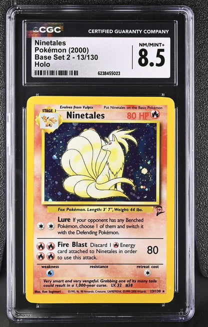 2000 Pokemon Base Set 2 #13/130 Ninetales Holo CGC 8.5