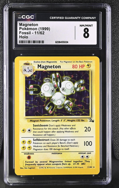 1999 Pokemon Fossil #11/62 Magneton Holo CGC 8