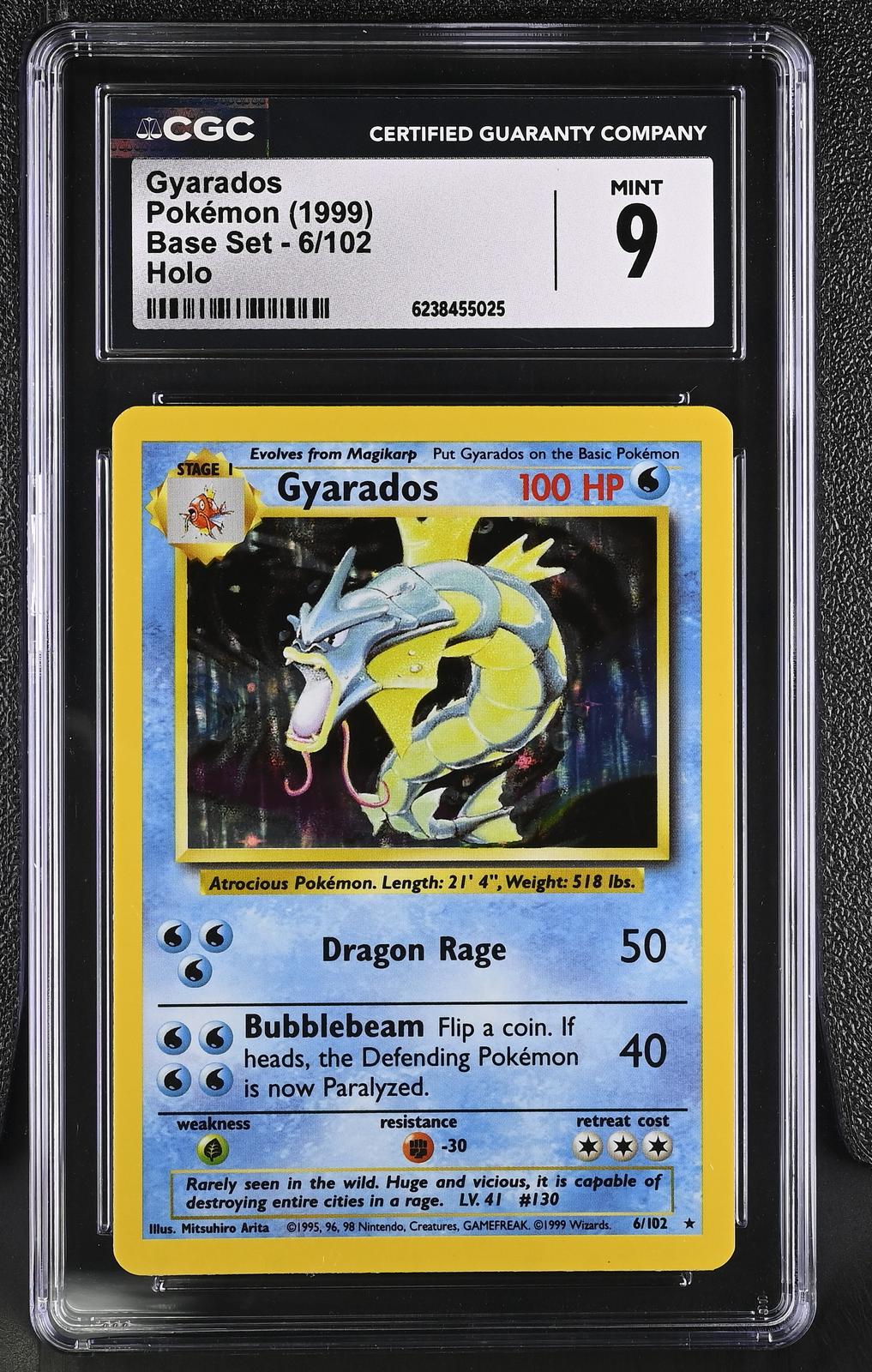 1999 Pokemon Base Set #6 Gyarados holo card graded CGC 9