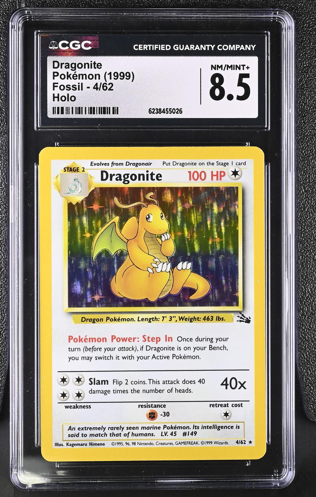 1999 Pokemon Fossil #4/62 Dragonite Holo CGC 8.5