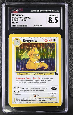 1999 Pokemon Fossil #4/62 Dragonite Holo CGC 8.5
